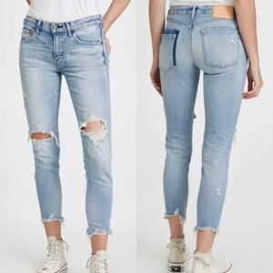 Moussy Altawoods Distressed Skinny Jeans In Light Blue Wash 